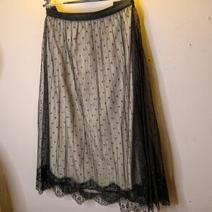 Elegant Black and Cream Polka Dot Skirt